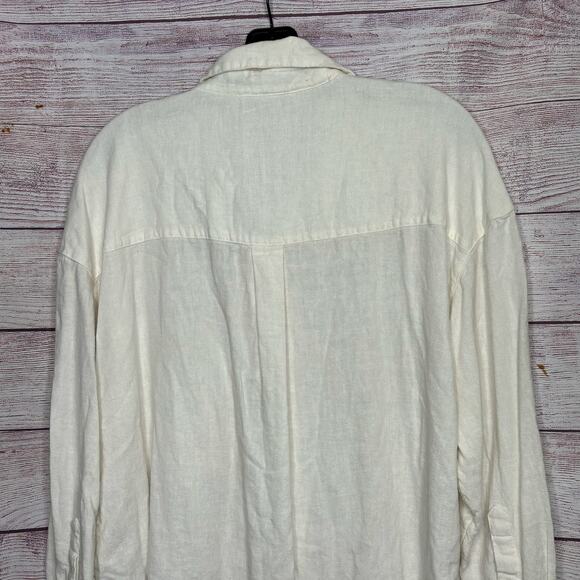 Abercrombie & Fitch White Oversized Button Down Linen Blend Shirt Size Small - Picture 9 of 9